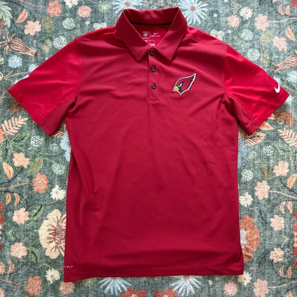 Nike Arizona Cardinals NFL Dri-FIT Training Polo Shirt Mens Medium Red Short Slv